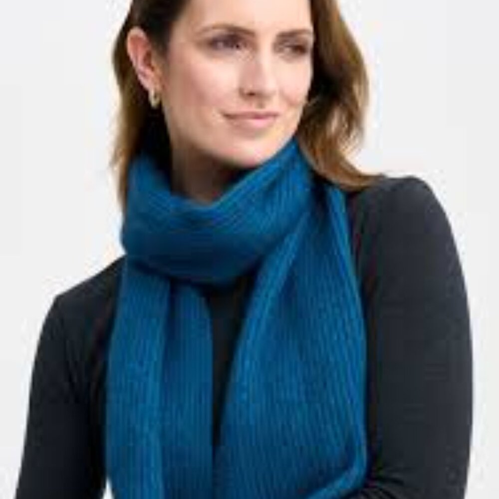 Blue Ribbed Timberland Knit Scarf